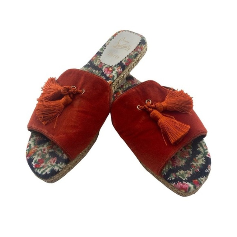 Christian Louboutin Paris Pacha Tassel Espadrille Sandals Orange Euro‎ Summer